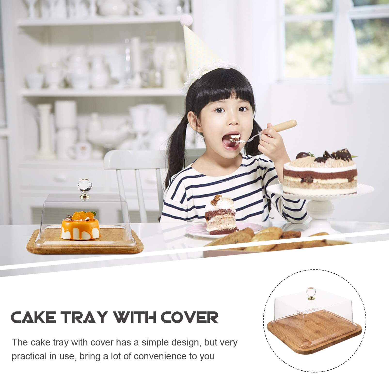 Amazon｜木製ケーキスタンド 木製ケーキスタンド ドーム付き